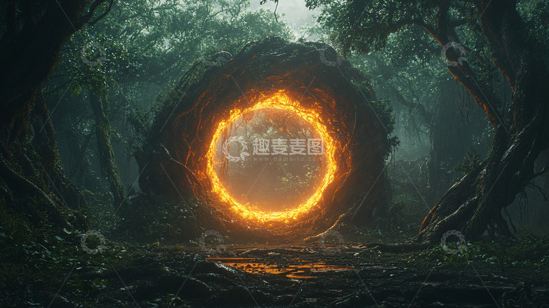 高清大图下载【趣麦麦图】森林深处火焰之门