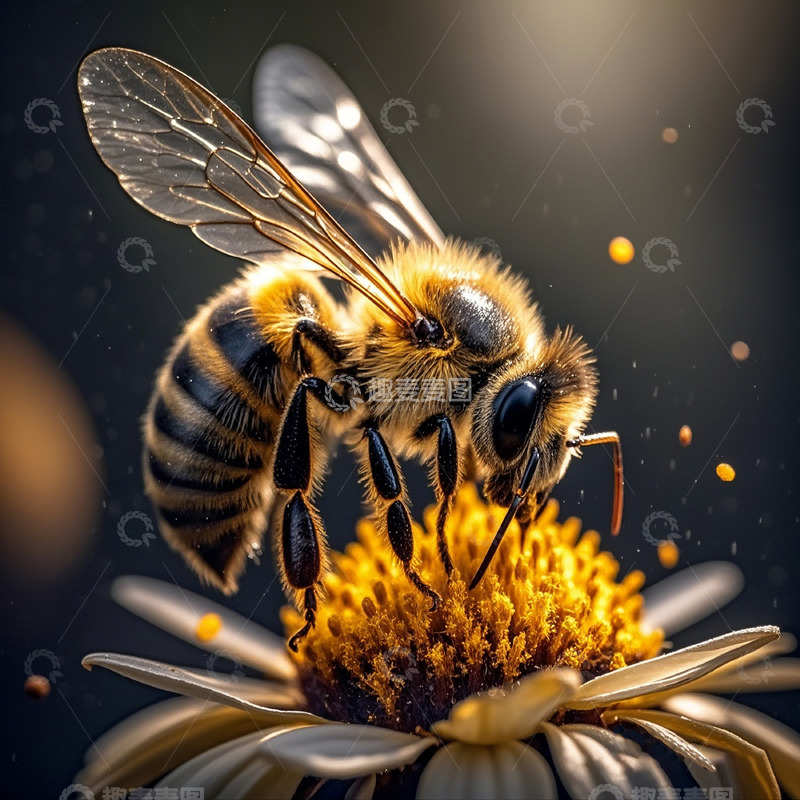 高清大图下载【趣麦麦图】春天蜜蜂采蜜