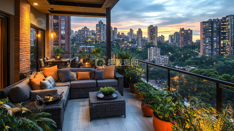 高清大图下载【趣麦麦图】城市夜景阳台