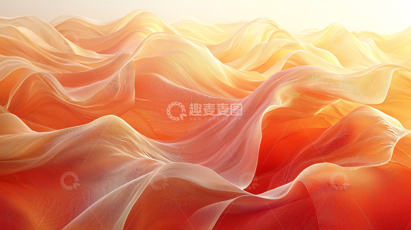高清大图下载【趣麦麦图】轻柔飘逸的橙色丝绸