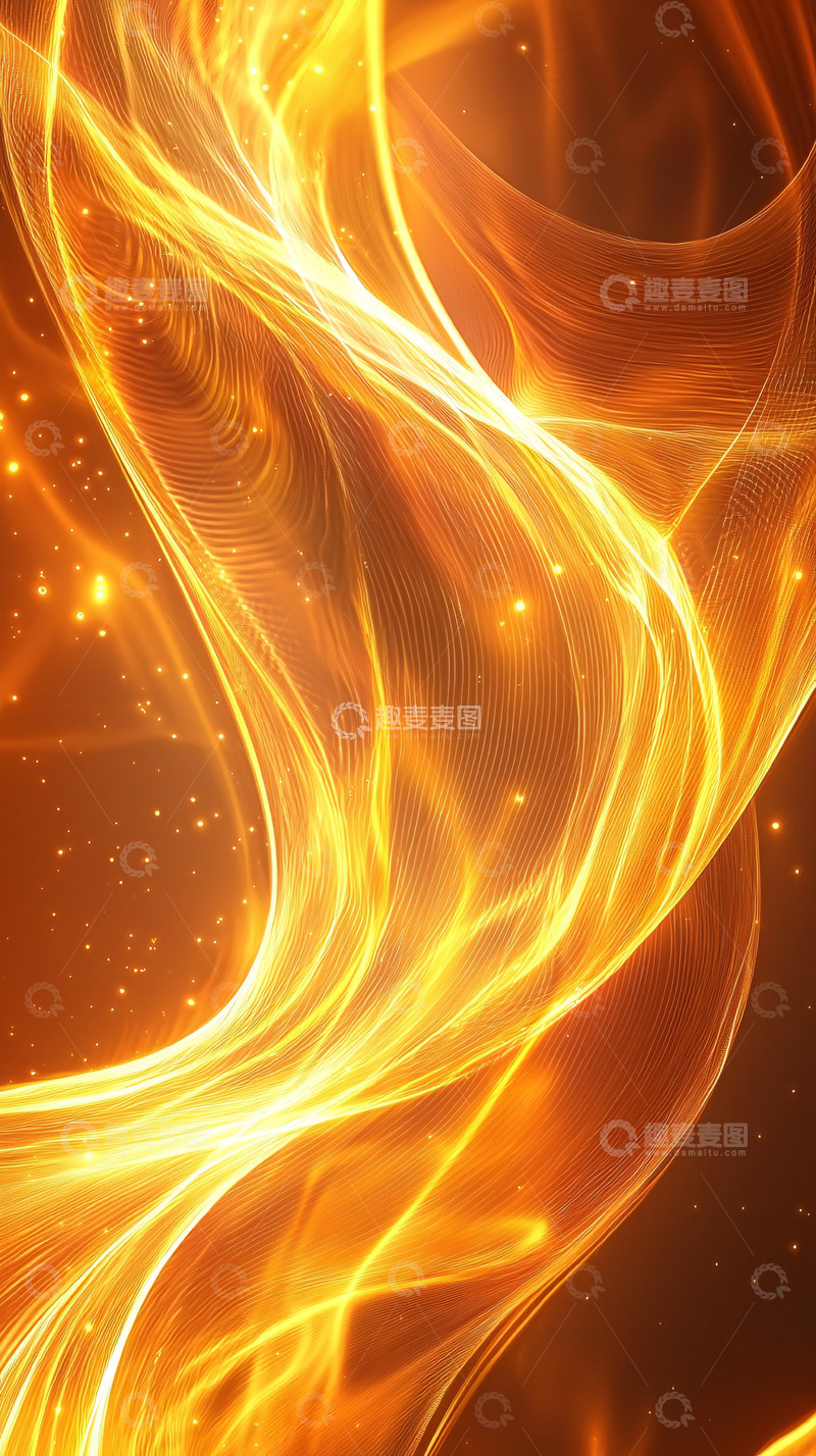高清大图下载【趣麦麦图】金色火焰流光