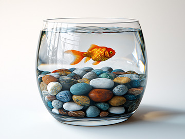 金鱼在鱼缸里游动