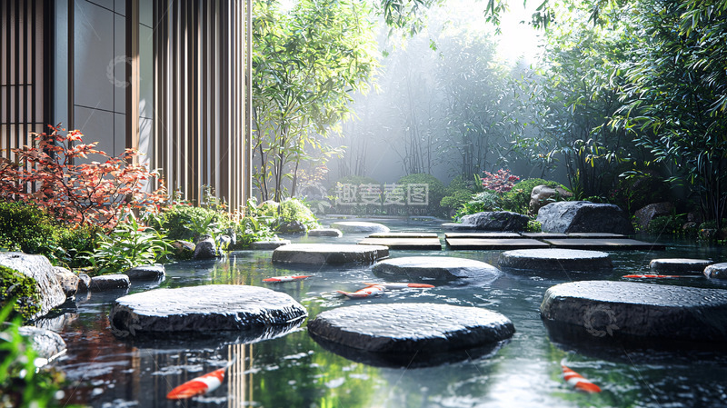 高清大图下载【趣麦麦图】日式庭院景观