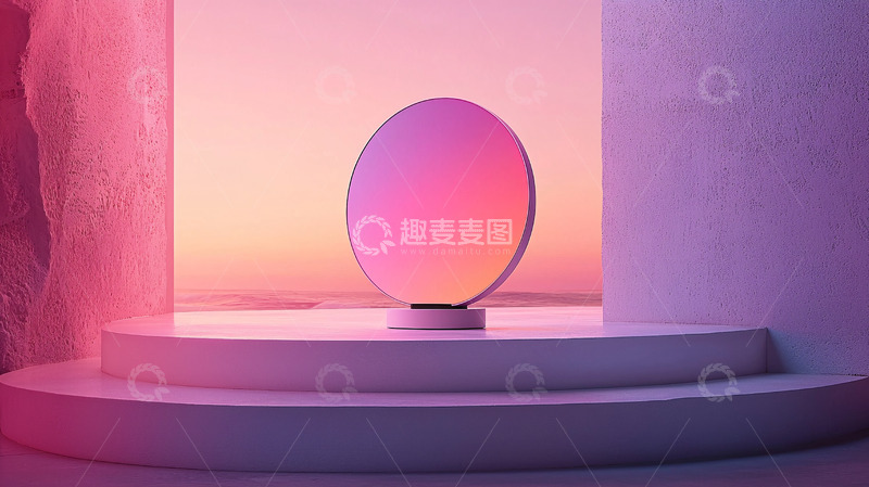 高清大图下载【趣麦麦图】粉色圆形镜子