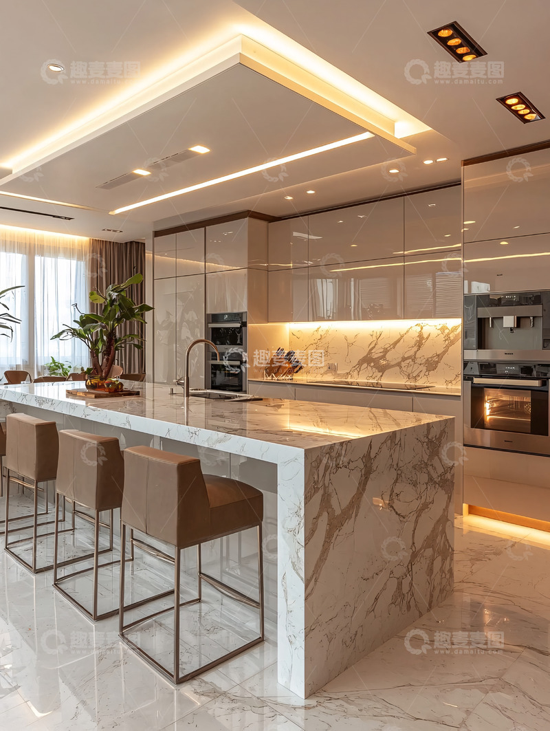 高清大图下载【趣麦麦图】现代轻奢风格厨房