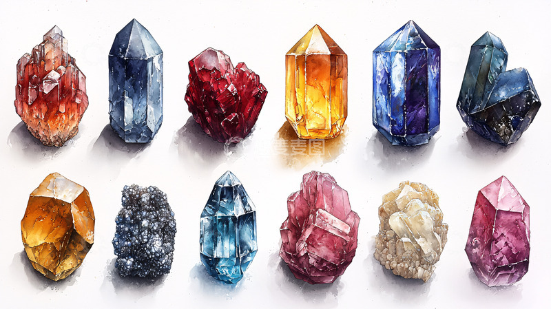 高清大图下载【趣麦麦图】水彩宝石