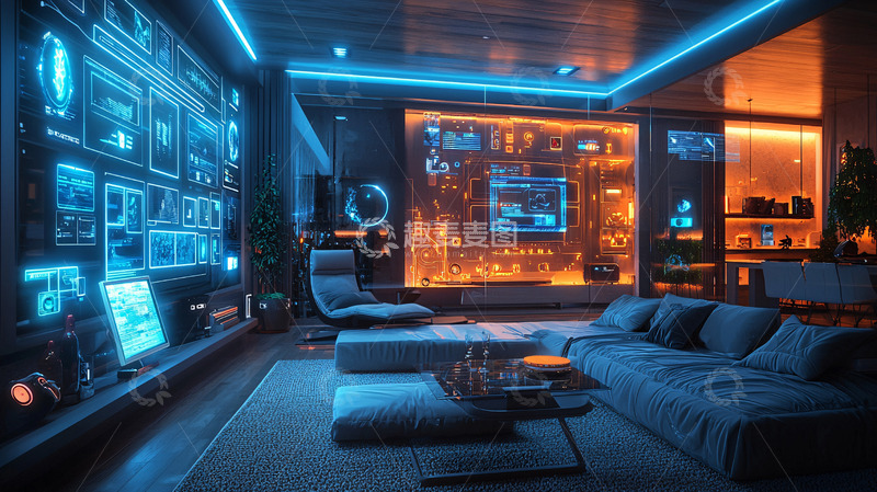 高清大图下载【趣麦麦图】未来科技感客厅