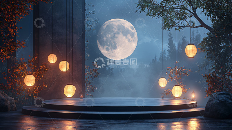 高清大图下载【趣麦麦图】月光森林圆形舞台