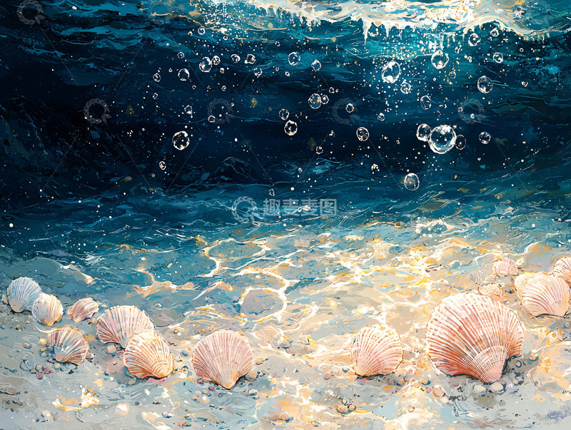 高清大图下载【趣麦麦图】波光粼粼的海面