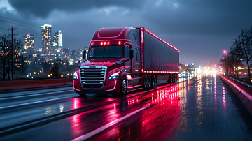 夜晚城市公路卡车
