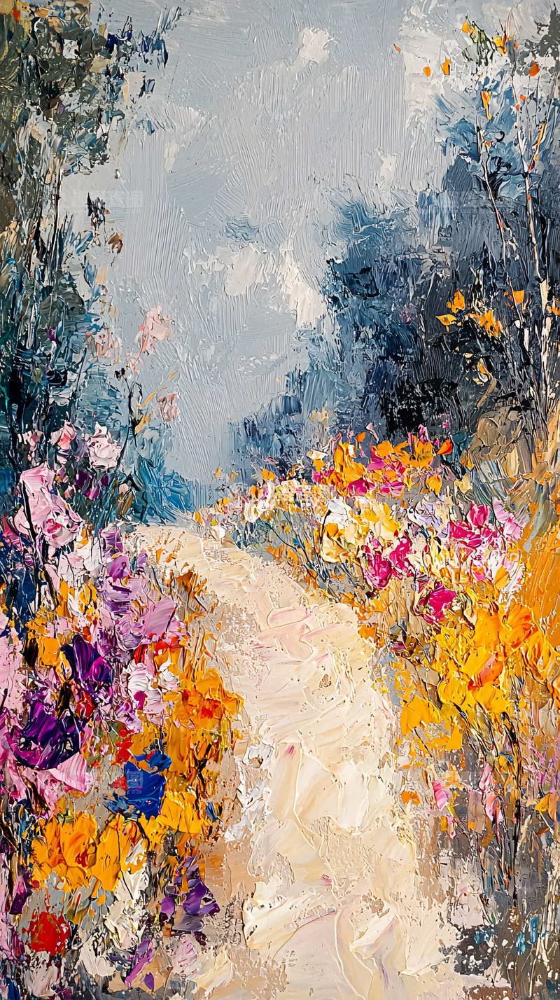 高清大图下载【趣麦麦图】乡间小路鲜花盛开