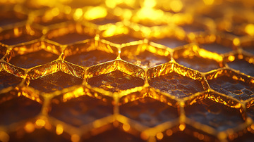 金色蜂窝结构特写