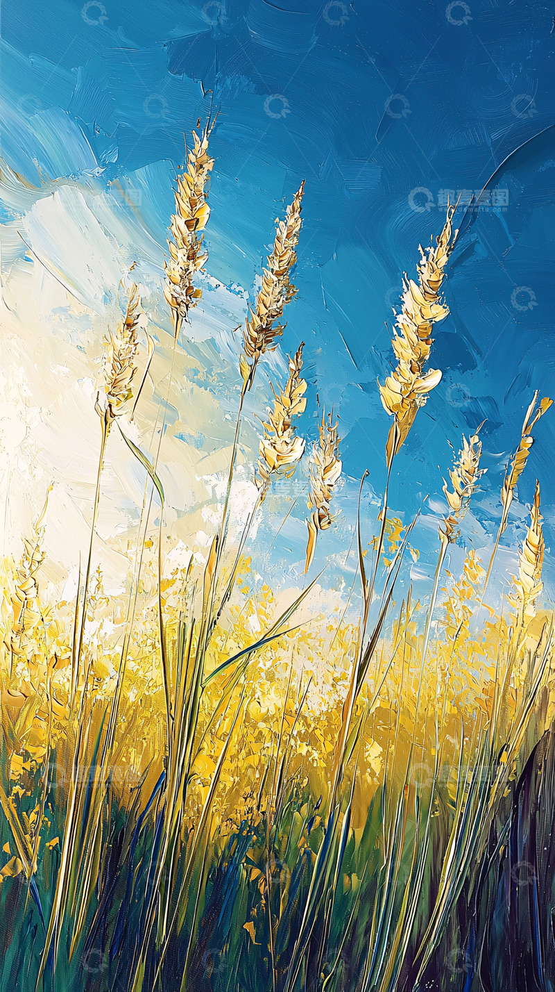 高清大图下载【趣麦麦图】油画风格麦田风景