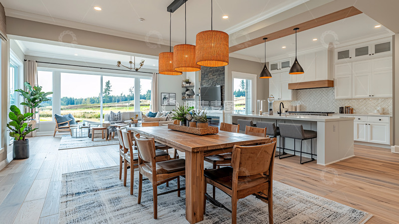 高清大图下载【趣麦麦图】现代简约开放式厨房餐厅