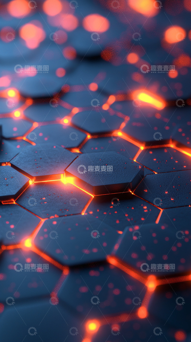高清大图下载【趣麦麦图】六边形蜂窝结构发光科技感