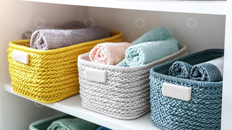 高清大图下载【趣麦麦图】收纳篮里的毛巾