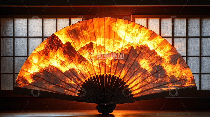 高清大图下载【趣麦麦图】燃烧山峰的扇子