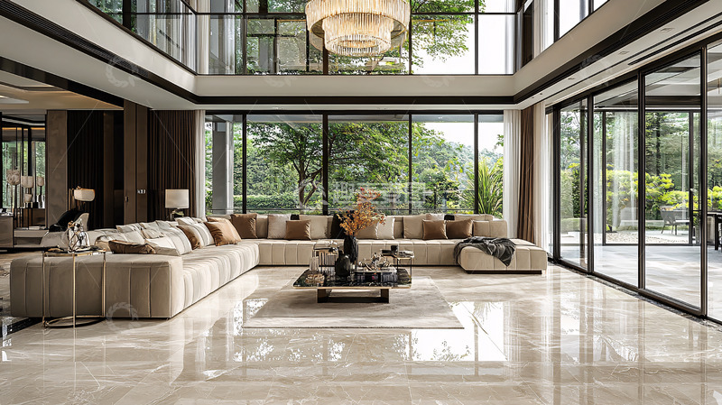 高清大图下载【趣麦麦图】豪华现代客厅落地窗