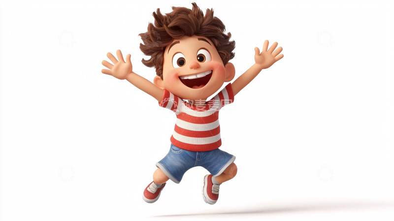 高清大图下载【趣麦麦图】开心跳跃的小男孩