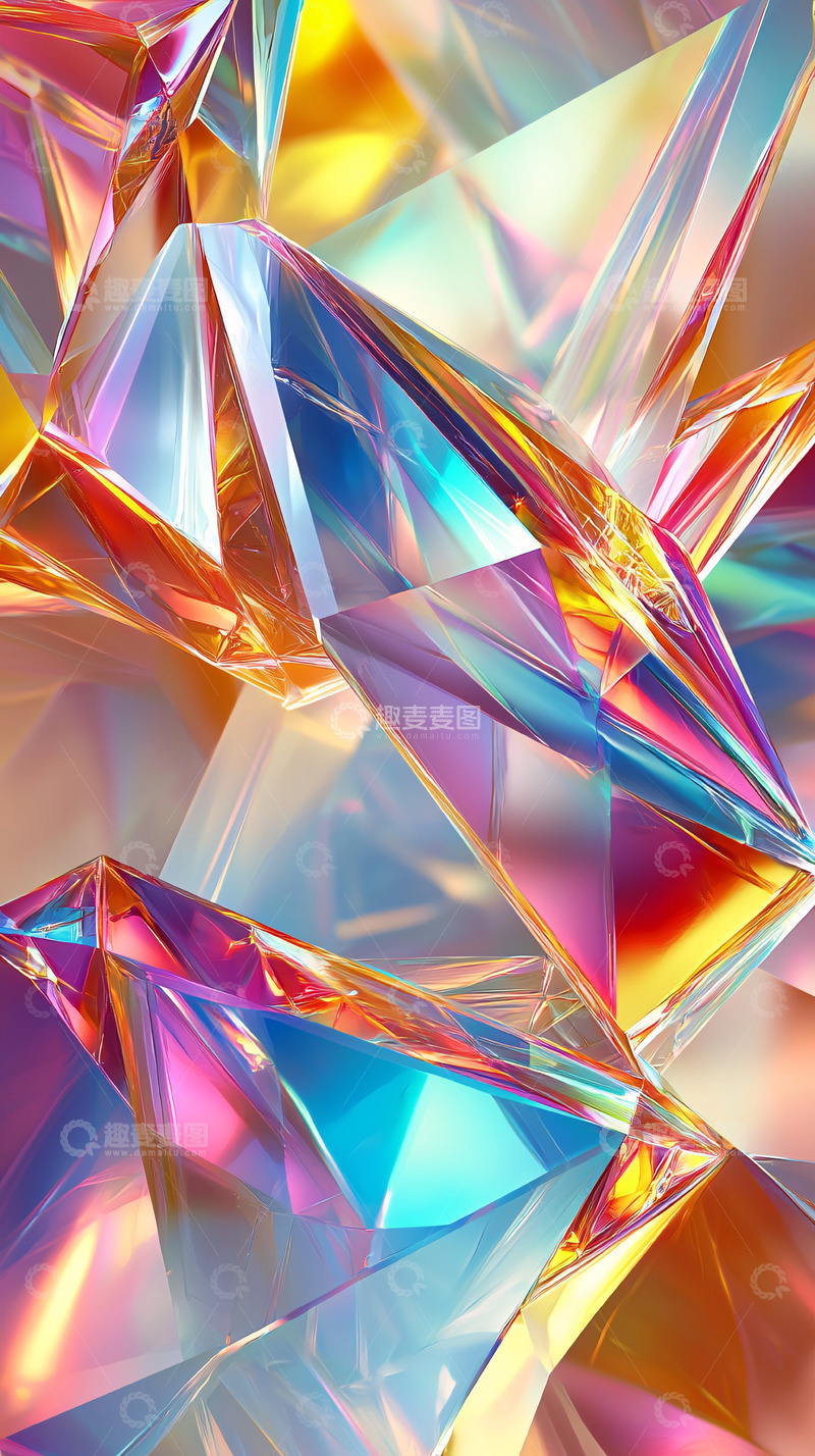 高清大图下载【趣麦麦图】彩虹色晶体碎片