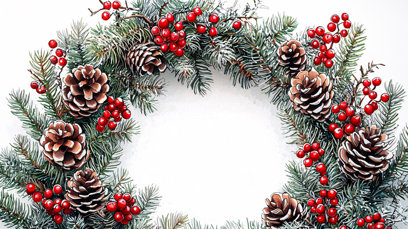 高清大图下载【趣麦麦图】圣诞花环