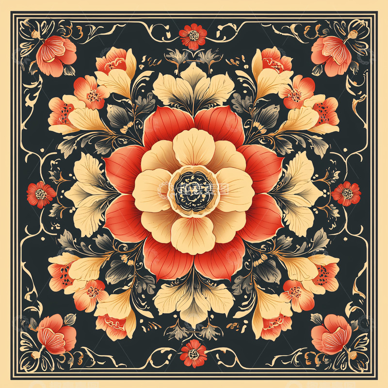 高清大图下载【趣麦麦图】暗黑系花卉图案