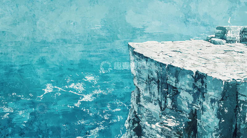 高清大图下载【趣麦麦图】悬崖边上的冰冷大海