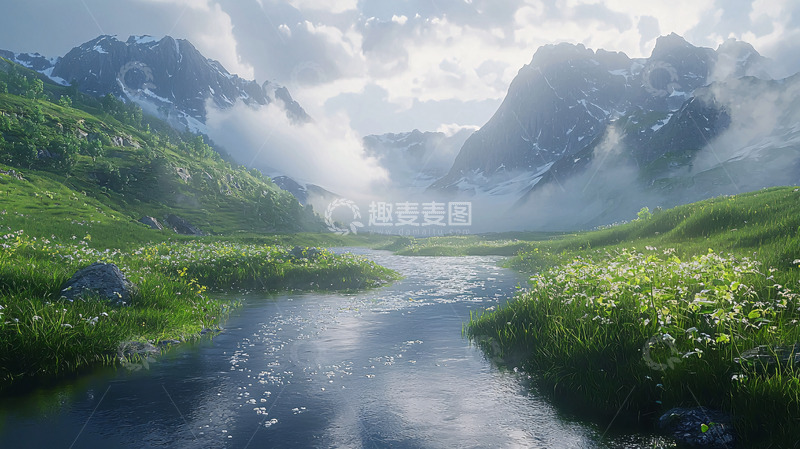 高清大图下载【趣麦麦图】山间河流