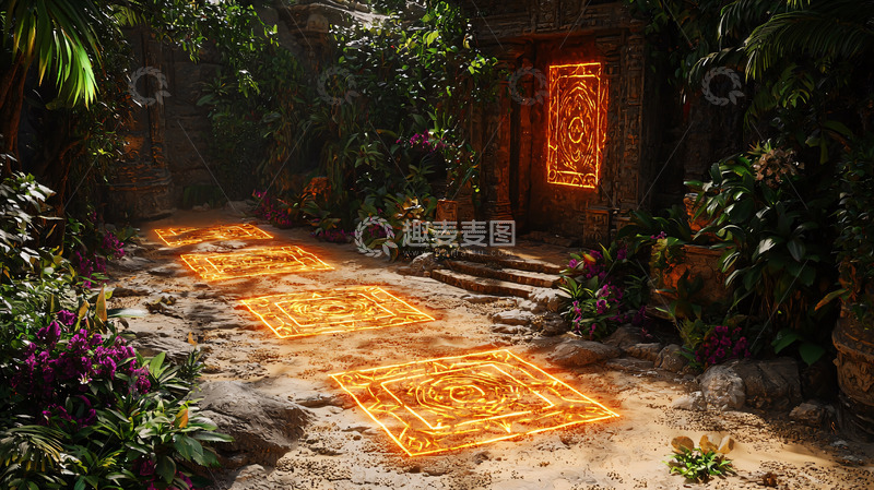 高清大图下载【趣麦麦图】热带雨林石板路入口