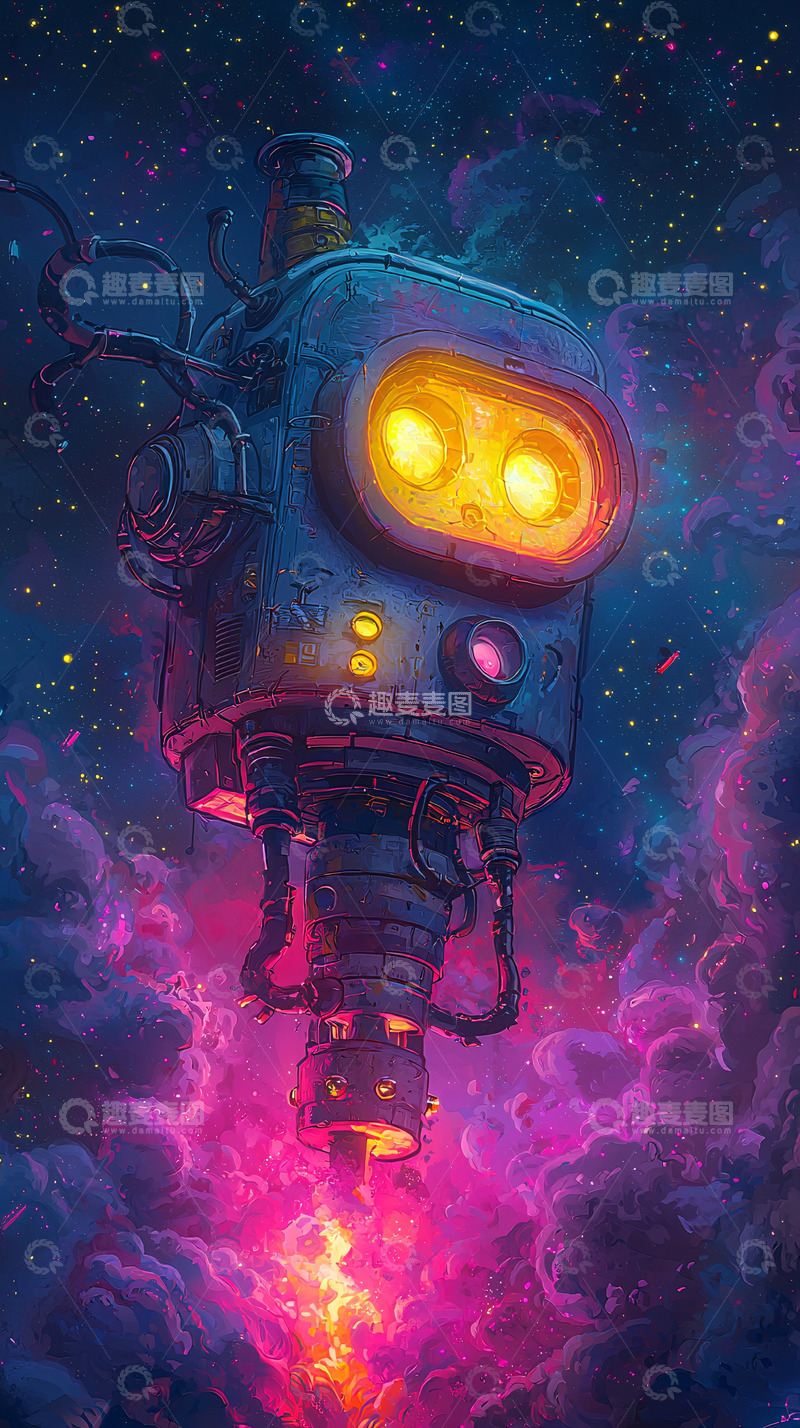 高清大图下载【趣麦麦图】宇宙飞船机器人