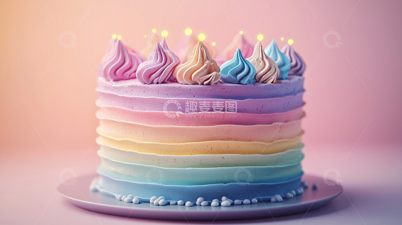 高清大图下载【趣麦麦图】彩虹渐变蛋糕