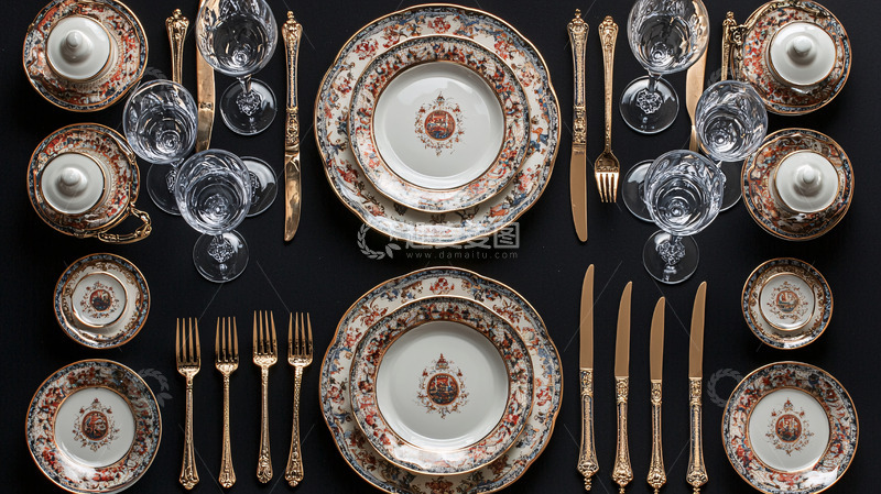 高清大图下载【趣麦麦图】-精致餐具对称摆放