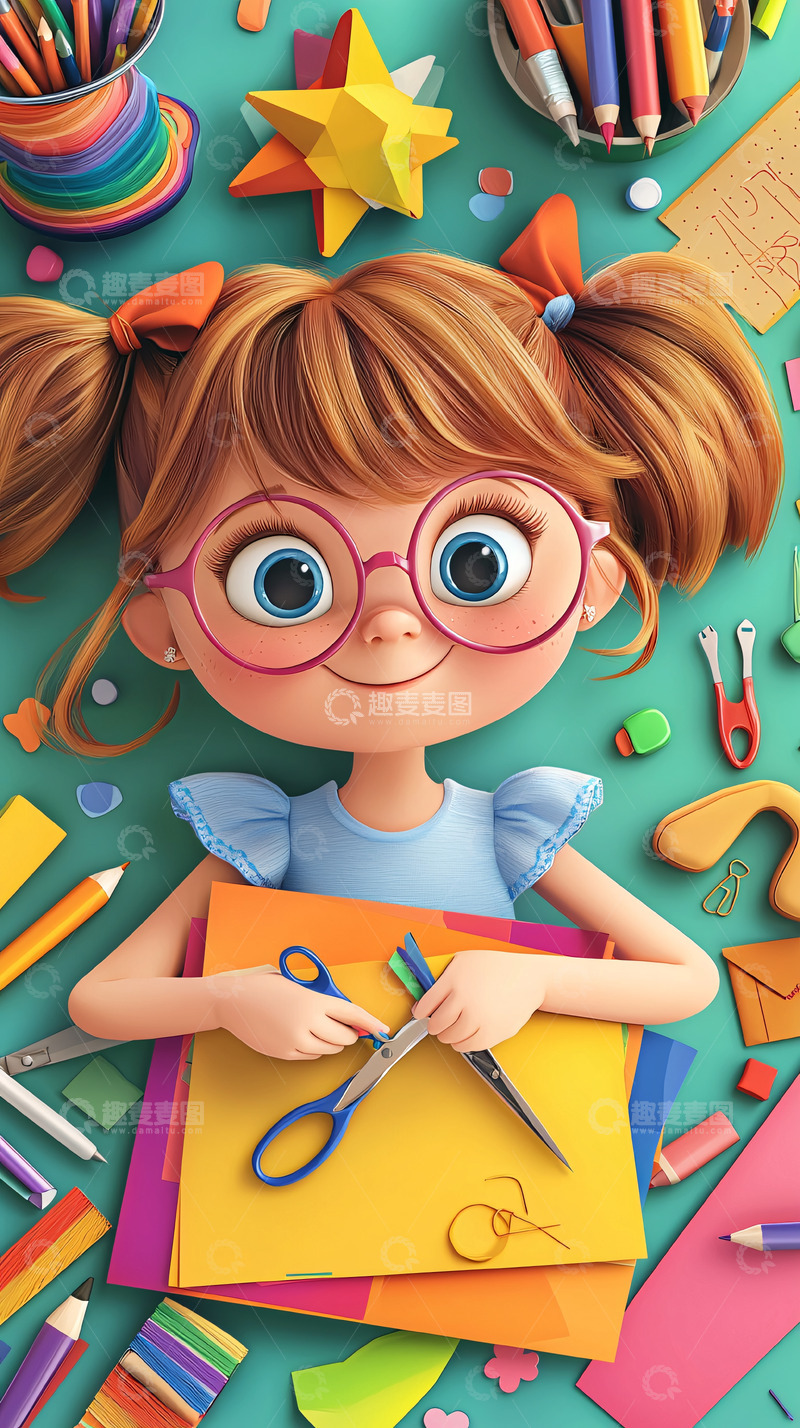 高清大图下载【趣麦麦图】可爱卡通女孩