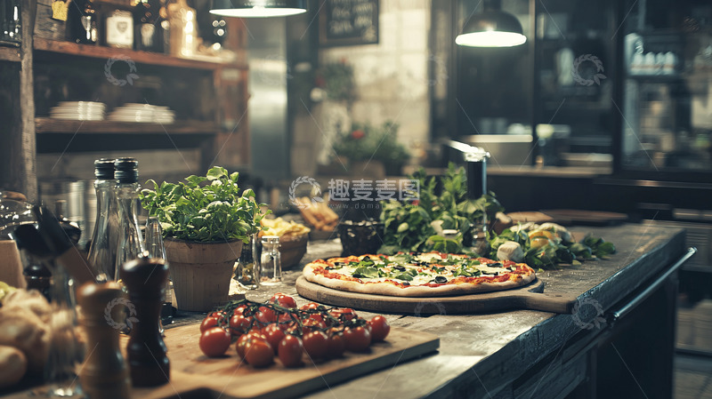 高清大图下载【趣麦麦图】美味披萨与地中海食材