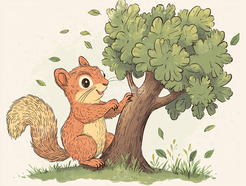 高清大图下载【趣麦麦图】小松鼠爬树