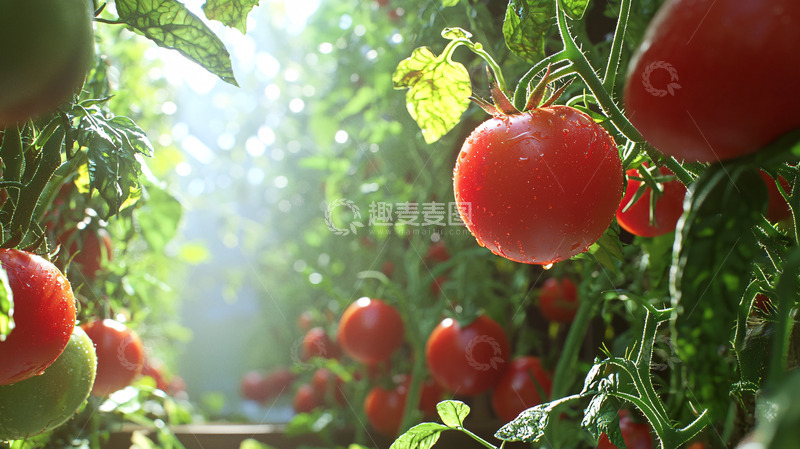 高清大图下载【趣麦麦图】成熟西红柿藤蔓
