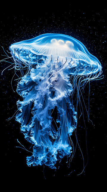 深海蓝光水母高清图片