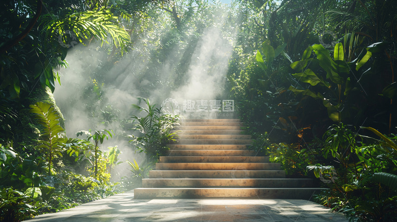 高清大图下载【趣麦麦图】阳光森林台阶