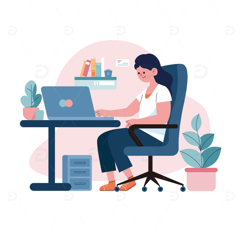 办公人物运营插画办公室小场景