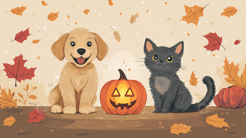 高清大图下载【趣麦麦图】秋日宠物南瓜节
