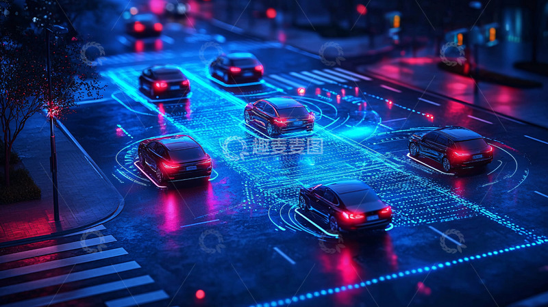 高清大图下载【趣麦麦图】自动驾驶汽车夜景