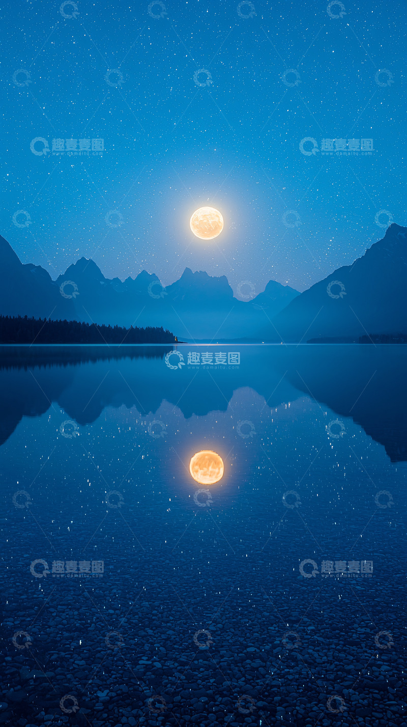 高清大图下载【趣麦麦图】月光倒影