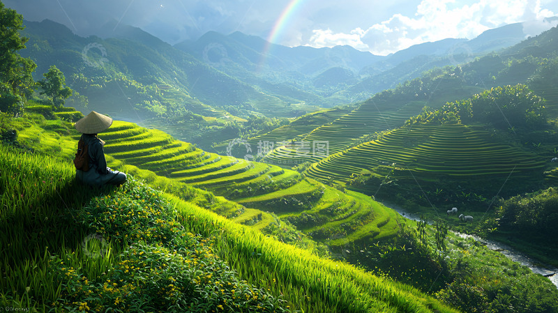 高清大图下载【趣麦麦图】稻田风景