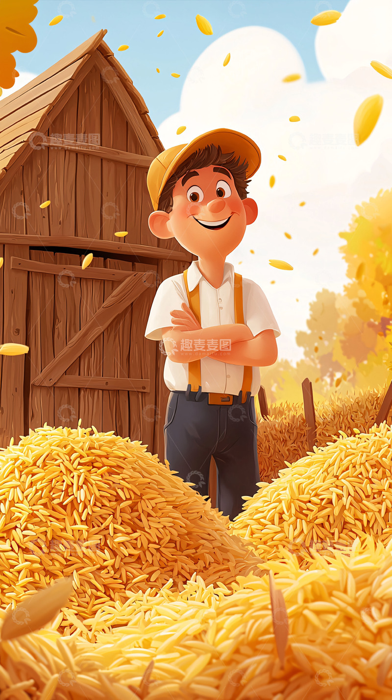 高清大图下载【趣麦麦图】农民丰收喜悦
