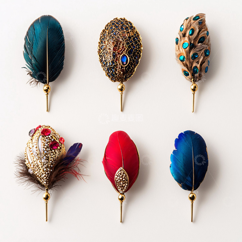 高清大图下载【趣麦麦图】精美羽毛胸针套装