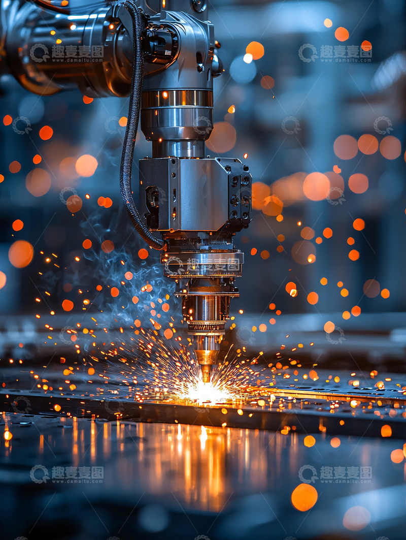 高清大图下载【趣麦麦图】金属激光切割火花四溅