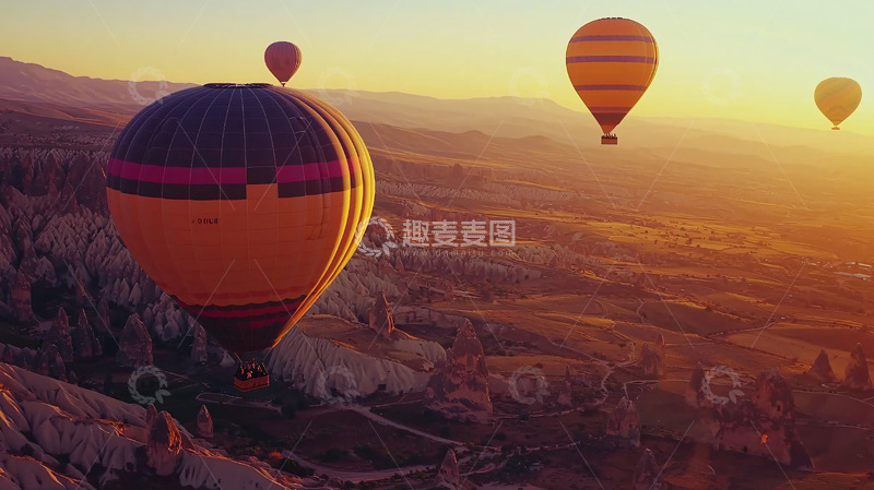 高清大图下载【趣麦麦图】热气球日出景色