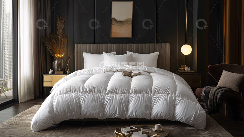 高清大图下载【趣麦麦图】舒适的白色羽绒被床上用品