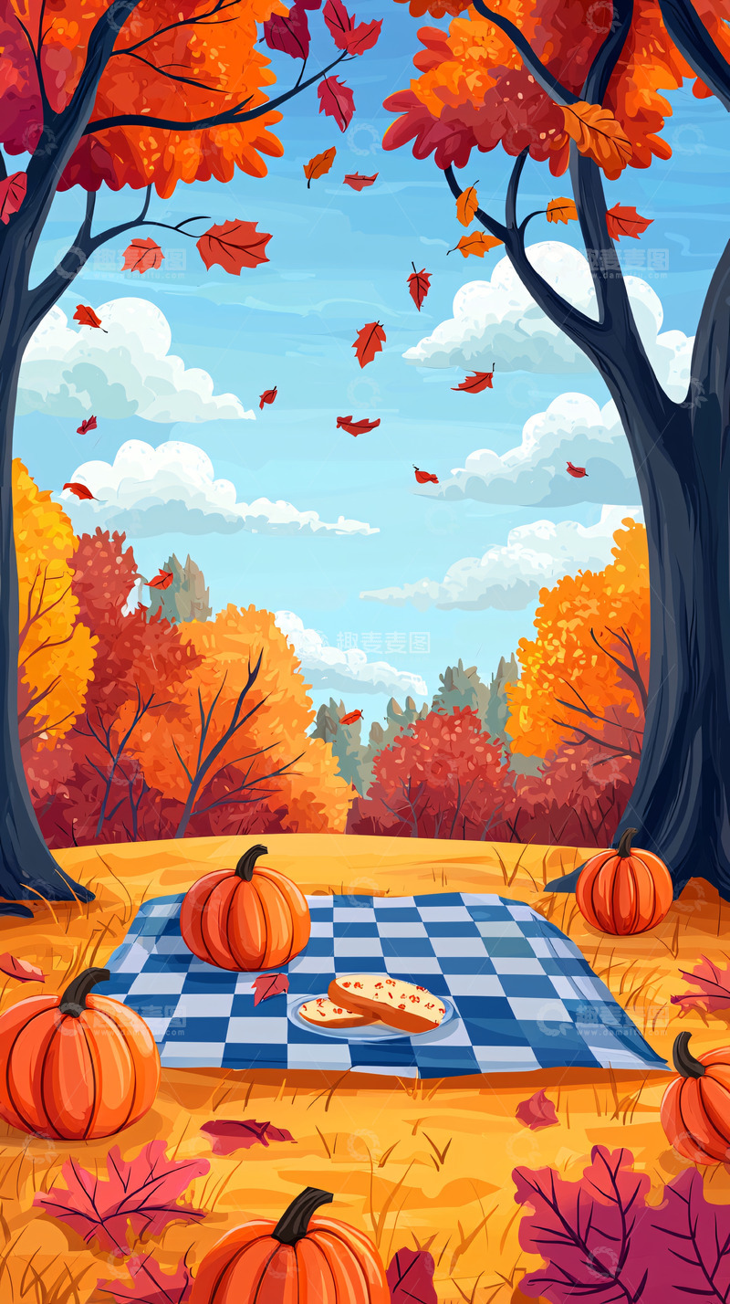 高清大图下载【趣麦麦图】秋日野餐南瓜图