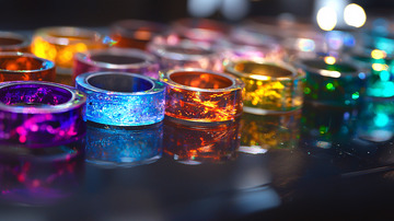 多彩树脂戒指特写